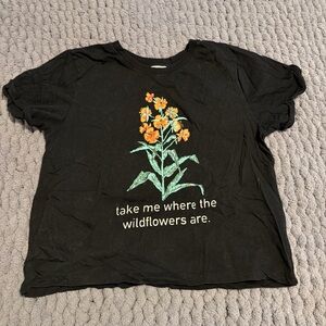 Black Shirt with Wildflower Print